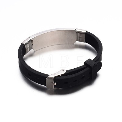 Jewelry Black Color Rubber Cord Bracelets BJEW-G468-20-1