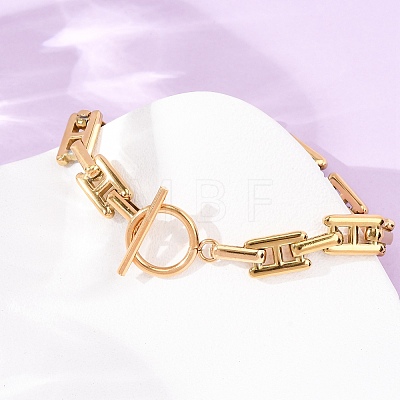 304 Stainless Steel H Link Chain Bracelets with OT Clasps SA-CBAC0E7-01G-1