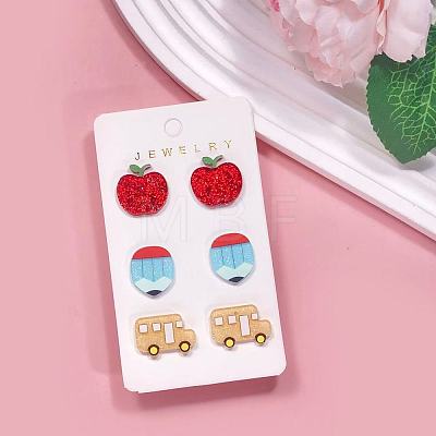3 Pairs Acrylic Stud Earrings WG3A341-02-1