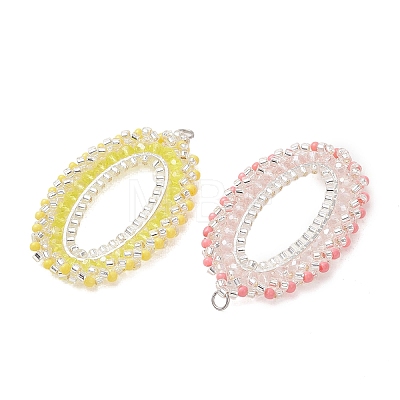 Glass Seed Beaded Pendants PALLOY-MZ01362-1