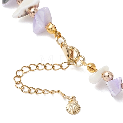 Dyed Nuggets Natural Trochid Shell & Round Electroplate Synthetic Non-magnetic Hematite Beaded Necklaces for Women NJEW-JN05801-01-1