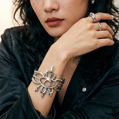 Alloy Hollow Cuff Bangles for Women WG2682B-02-1