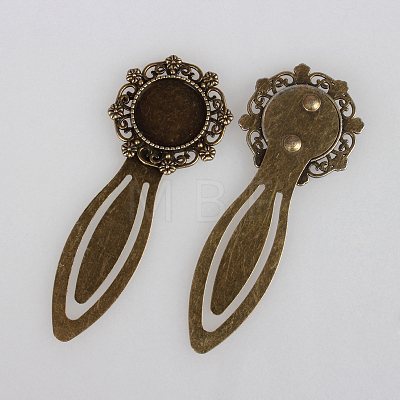 Antique Bronze Iron Bookmark Cabochon Settings PALLOY-N0084-03AB-NF-1