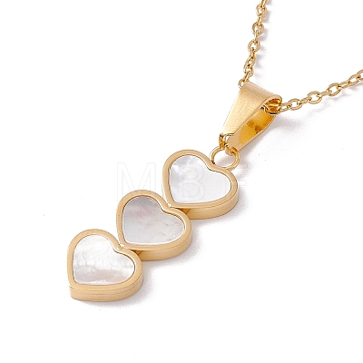 Natural Shell Heart Stud Earrings & Pendant Necklace SJEW-G080-01G-1