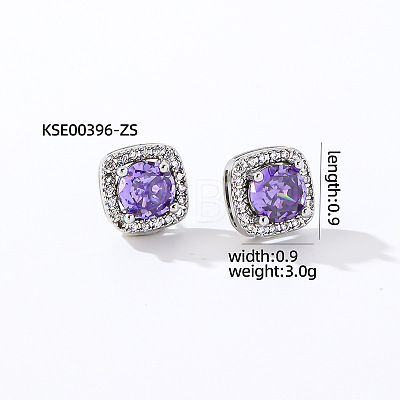 Elegant Zircon Square Stud Earrings for Women TY1635-4-1