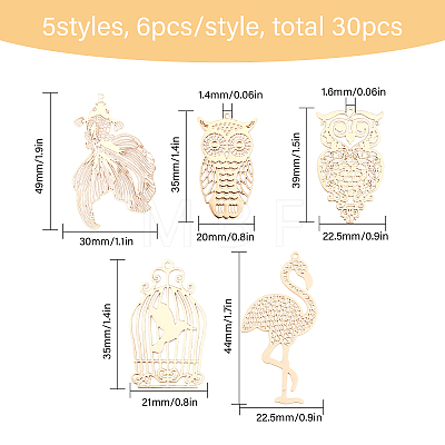 30Pcs 5 Style Brass Pendants KKC-CA0001-10-1