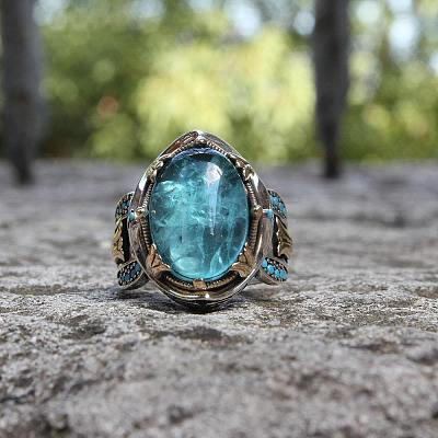 Oval Alloy with Glass Finger Rings FS-WG0E890-04-1