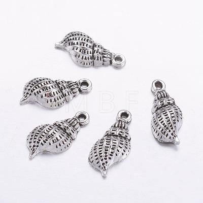 Tibetan Style Alloy Whelk/Conch Shell Pendants TIBEP-Q043-226-RS-1
