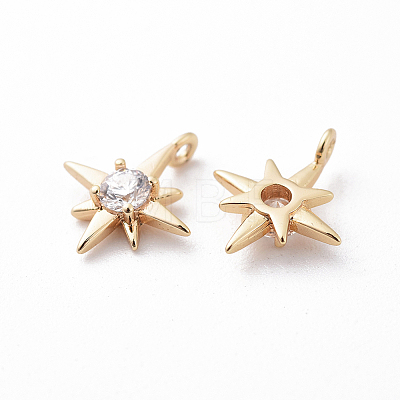 Brass Cubic Zirconia Charms X-KK-S350-285-1
