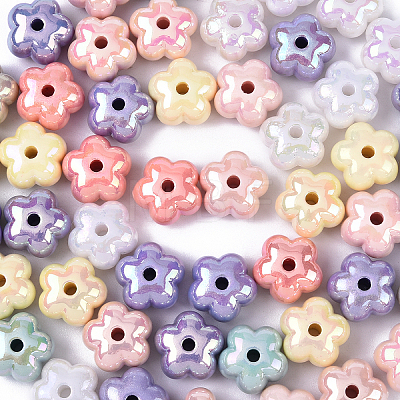 50Pcs UV Plating Acrylic Beads PACR-YW0001-40-1