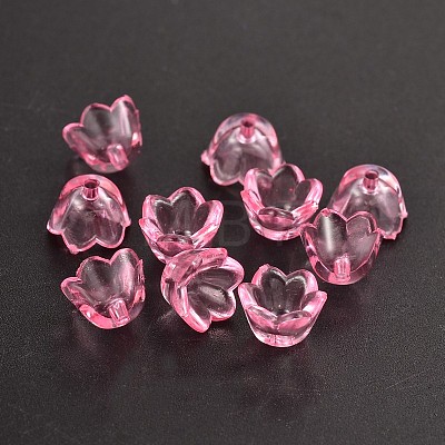 Pink Dyed Transparent Acrylic Flower Beads X-PL548-10-1