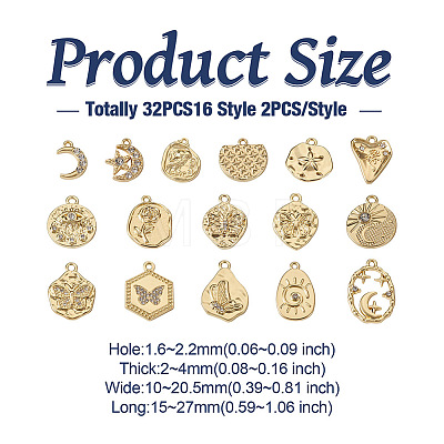 32pcs 16 style Alloy Pendants FIND-TA0001-73-1