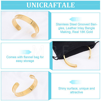 Unicraftale Stainless Steel Grooved Bangles STAS-UN0038-75B-1