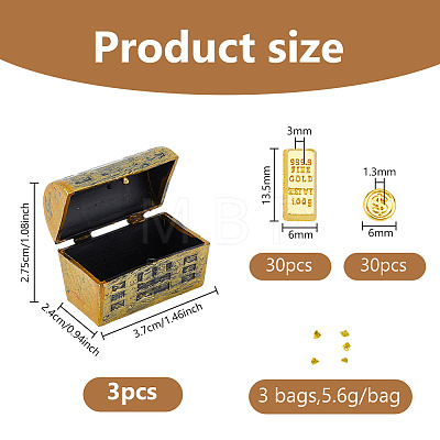 Alloy Pirate Treasure Prop  with Gold Bars Miniature Model DJEW-WH0028-034A-G-1
