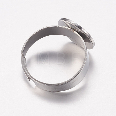 Adjustable 304 Stainless Steel Finger Rings Components STAS-F149-20P-1
