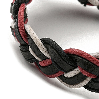 Adjustable PU Leather Braided Cord Bracelets with Waxed Cord BJEW-F468-02-1