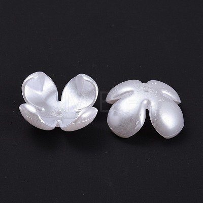 4-Petal ABS Plastic Imitation Pearl Bead Caps SACR-R864-Z9-1