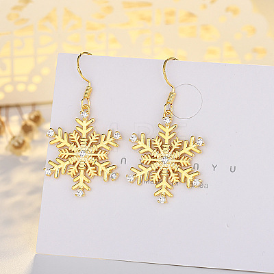 Snowflake Brass Micro Pave Clear Cubic Zirconia Dangle Earrings FS-WG5A986-03-1