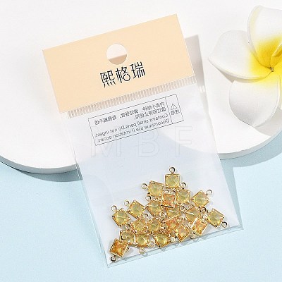 SHEGRACE Brass Pave Cubic Zirconia Square Connector Charms XGRQ2O088-440D-G-1