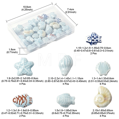 Glazed Porcelain Beads Strands PORC-FS0001-13-1