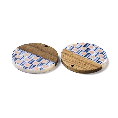 Opaque Resin & Walnut Wood Pendants RESI-N025-046A-1