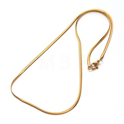 Ion Plating(IP) 201 Stainless Steel Flat Snake Chain Necklaces for Women Men NJEW-N054-02G-1