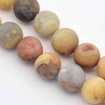 Frosted Natural Crazy Lace Agate Round Bead Strands X-G-M063-6mm-02-1