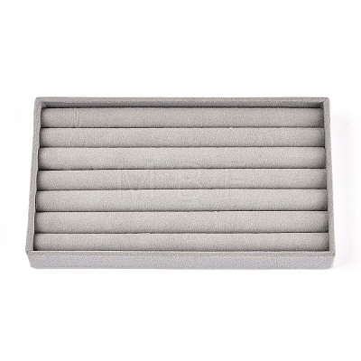 6-Slot Rectangle Velvet Wedding Ring Storage Display Trays AJEW-WH0471-129A-01-1