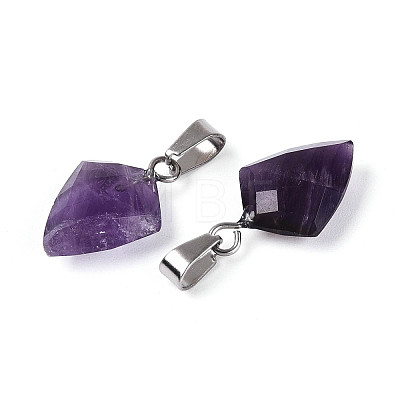 Natural Amethyst Pendants G-N349-18P-01-1
