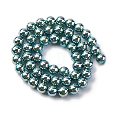 UV Plating Pearlized Glass Pearl Beads Strands GLAA-F128-01B-T24-1