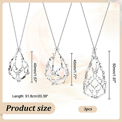 3Pcs 3 Style Brass Macrame Pouch Empty Stone Holder for Pendant Necklaces Making NJEW-AB00027-1