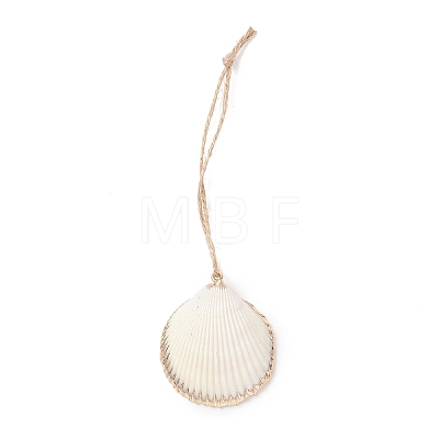 Electroplate Sea Shell Pendant Decorations HJEW-JM04621-1