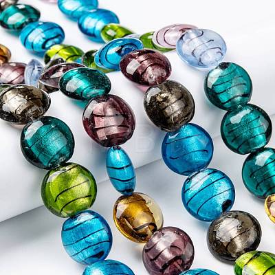 Handmade Silver Foil Glass Beads Strands SL109-1