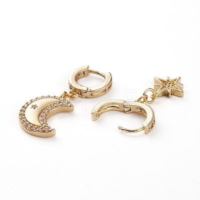 Brass Micro Pave Cubic Zirconia Huggie Hoop Earrings EJEW-JE04448-1