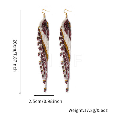 Bohemian Long Tassel Glass Seed Beaded Dangle Earrings for Women LS-IW9172-1-1