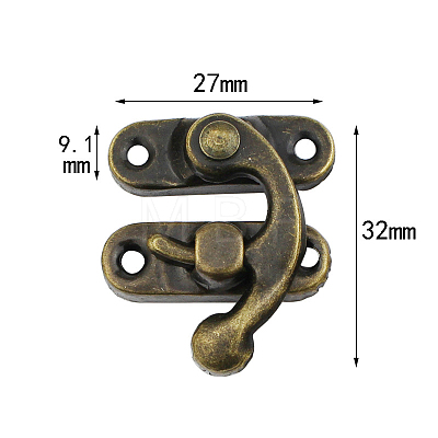 Zinc Alloy Wooden Box Lock Catch Clasps PURS-PW0001-110B-1