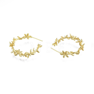 Brass Flower of Life Wrap Stud Earrings EJEW-G322-23G-1