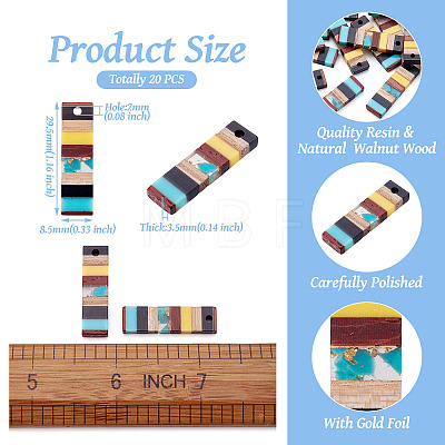 Translucent Resin & Walnut Wood Pendants RESI-TAC0017-47-A04-1