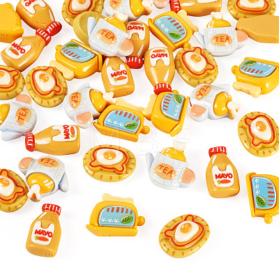 40Pcs 4 Styles Afternoon Tea Theme Opaque Resin Cabochonss RESI-TA0004-92-1
