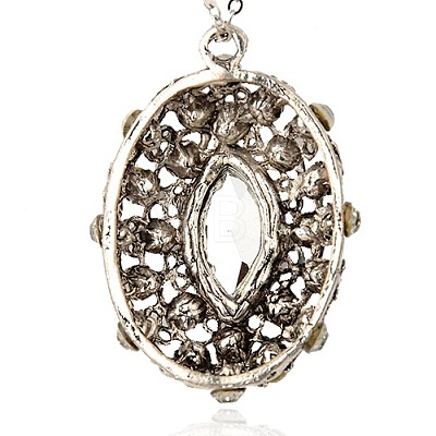 Tibetan Style Alloy Rhinestone Oval Big Pendants RB-J151-01AS-1