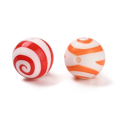 Stripe Pattern Round Silicone Focal Beads SIL-Q020-01-1