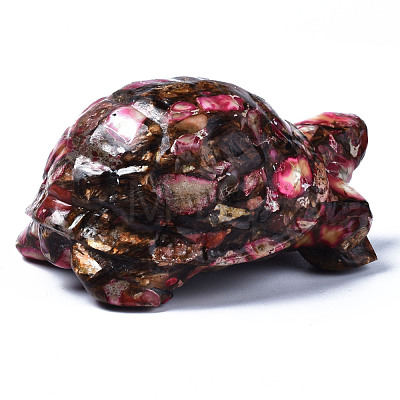 Tortoise Assembled Natural Bronzite & Synthetic Imperial Jasper Model Ornament G-N330-39B-01-1