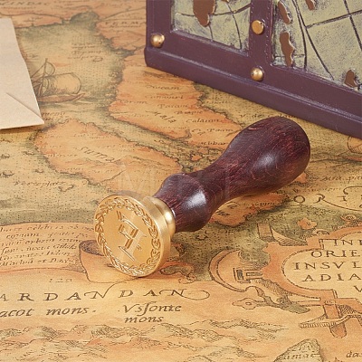 DIY Letter Scrapbook Brass Wax Seal Stamps and Wood Handle AJEW-P068-B06-1