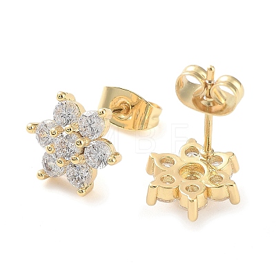 Brass Micro Pave Cubic Zirconia Stud Earrings EJEW-P247-05G-01-1