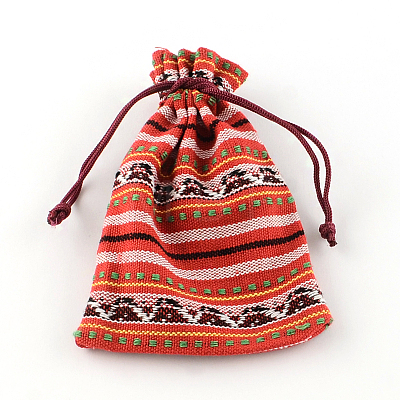 Ethnic Style Cloth Packing Pouches Drawstring Bags X-ABAG-R006-10x14-01H-1
