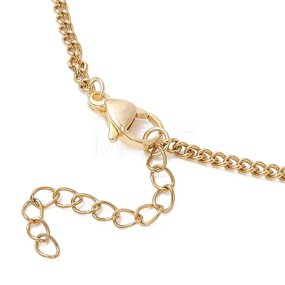 Electroplate Glass Faceted Rondelle Beaded Alloy Pendant 304 Stainless Steel Curb Chain Necklaces for Women NJEW-JN05764-03-1
