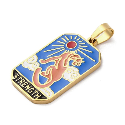 Ion Plating(IP) 304 Stainless Steel Enamel Pendants STAS-Q003-01G-02-1