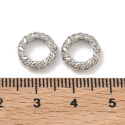 Brass Clear Cubic Zirconia European Beads KK-D228-10P-1