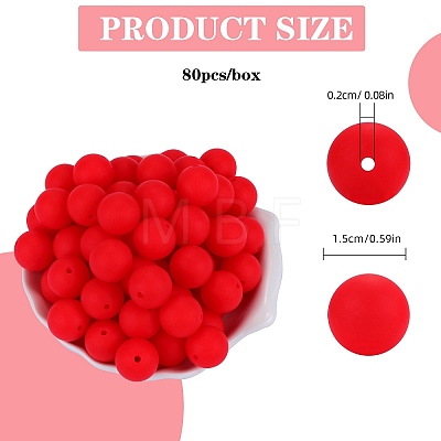 80Pcs Round Silicone Focal Beads SIL-SZ0001-24-35-1