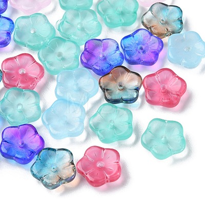 35Pcs Transparent Spray Painted Glass Beads GLAA-YW0001-75-1